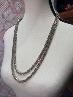 Heavy 925 Sterling Silver 56” Long Woven Chain Necklace 75g